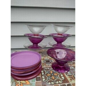 Tupperware Sheerly Elegant Acrylic Dessert Dishes x7
